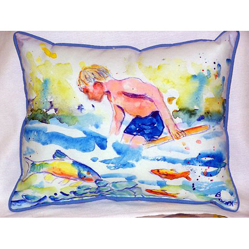 Boy & Fish Large Indoor & Outdoor Pillow 18 x 18