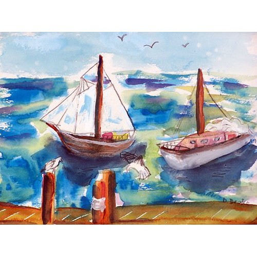 Picture of Betsy Drake DM933G Two Sailboats Doormat 30 x 50
