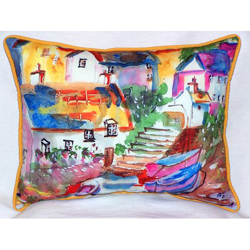 Boats At Steps Large Indoor & Outdoor Pillow 16 x 20