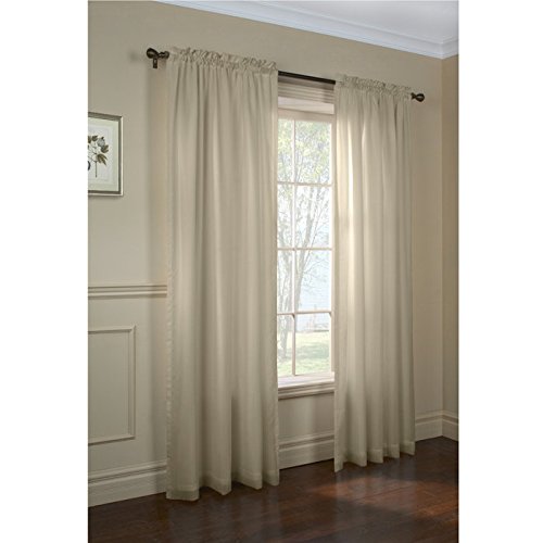 Commonwealth Home Fashion  Rhapsody Lined Light Filtering Voile Panel - Ivory - 84 in.