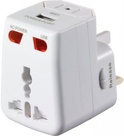 Picture of Go Travel 379 Worldwide Adaptor Plus USB - White
