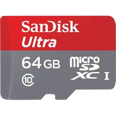 Picture of Sandisk SDSQUNC-064G-AN6MA Ultra Micro Secure Digital High Capacity Memory Card With Adapter&#44; 64 GB