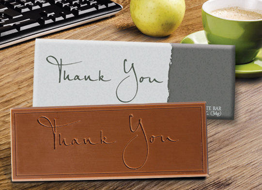 Picture of Chocolate 310010 Thank You - Grey Scrolls Wrapper Bars