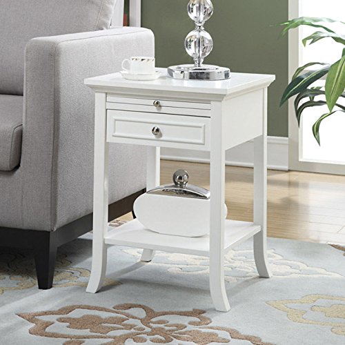 Picture of Convenience Concepts 7102045W American Heritage Logan End Table with Drawer and Slide - White