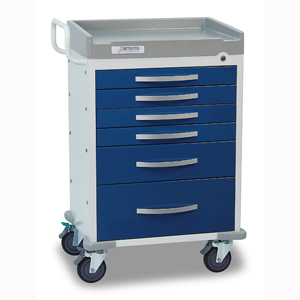 Picture of Cardinal Scale RC333369BLU Rescue Cart- White Frame With 6 Blue Drawers