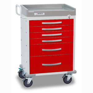 Picture of Cardinal Scale RC333369RED Rescue Cart- White Frame With 6 Red Drawers