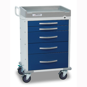 Picture of Cardinal Scale RC33669BLU Rescue Cart- White Frame With 5 Blue Drawers