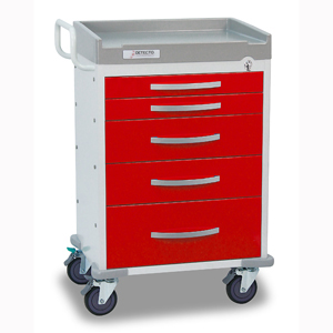 Picture of Cardinal Scale RC33669RED Rescue Cart- White Frame With 5 Red Drawers