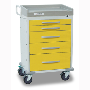Picture of Cardinal Scale RC33669YEL Rescue Cart- White Frame With 5 Yellow Drawers
