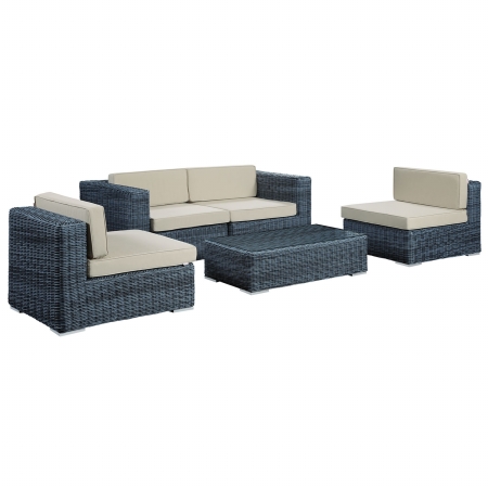Picture of East End Imports EEI-1896 Summon 5 Piece Outdoor Patio Sectional Set&#44; Canvas Antique Beige