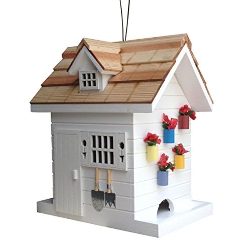 Picture of Home Bazaar HB-9504FWS Potting Shed Bird Feeder - White