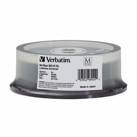 Picture of Verbatim 98924 M-Disc BD-R DL 50GB 6X with Branded Surface 25 Disc Spindle