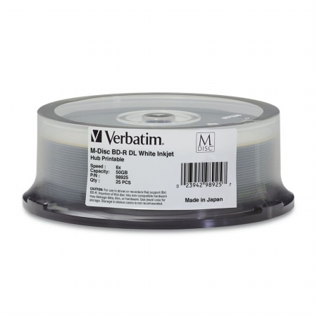 Picture of Verbatim 98925 M-Disc BD-R DL 50GB 6X White Inkjet Printable- Hub Printable 25-Disc Spindle