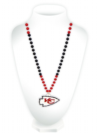 Picture of Kansas City Chiefs Beads with Medallion Mardi Gras Style