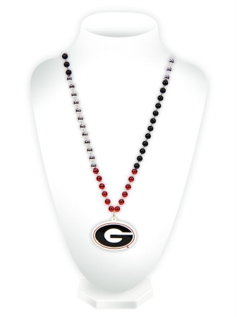 Picture of Georgia Bulldogs Beads with Medallion Mardi Gras Style