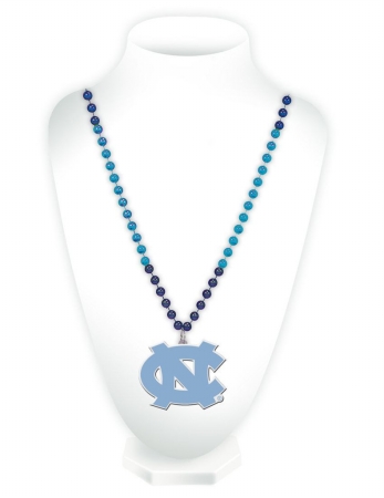 Picture of North Carolina Tar Heels Beads with Medallion Mardi Gras Style