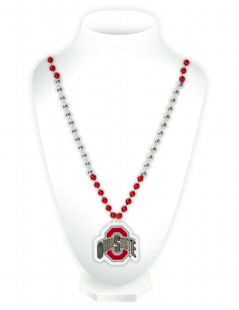 Picture of Ohio State Buckeyes Beads with Medallion Mardi Gras Style