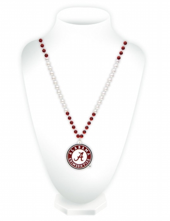 Picture of Alabama Crimson Tide Beads with Medallion Mardi Gras Style