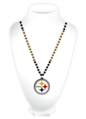 Picture of Pittsburgh Steelers Beads with Medallion Mardi Gras Style