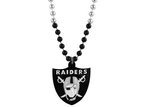 Picture of Oakland Raiders Beads with Medallion Mardi Gras Style