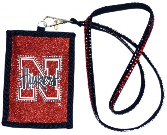 Picture of Nebraska Cornhuskers Wallet Beaded Lanyard Style Script Logo