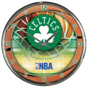 Boston Celtics Clock Round Wall Style Chrome