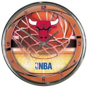 Chicago Bulls Clock Round Wall Style Chrome