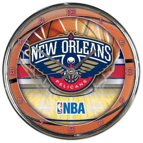 New Orleans Pelicans Round Chrome Wall Clock