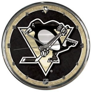 Pittsburgh Penguins Round Chrome Wall Clock