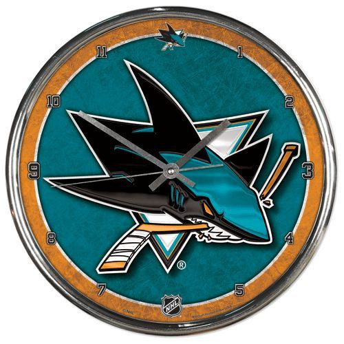 Picture of San Jose Sharks Round Chrome Wall Clock