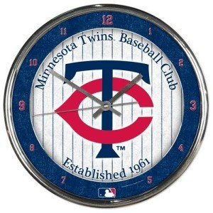 Picture of Minnesota Twins Clock Round Wall Style Chrome