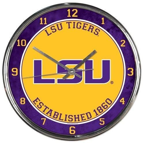 Picture of LSU Tigers Clock Round Wall Style Chrome