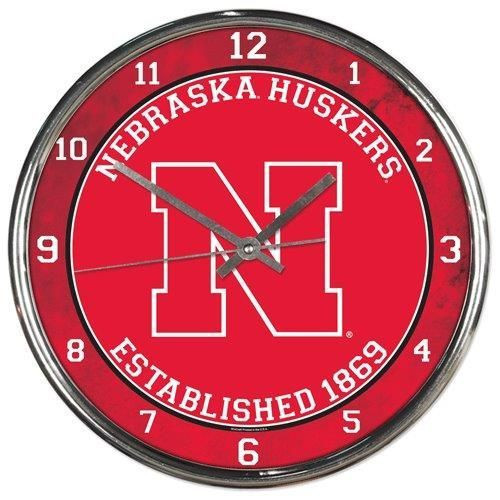 Nebraska Cornhuskers Round Chrome Wall Clock