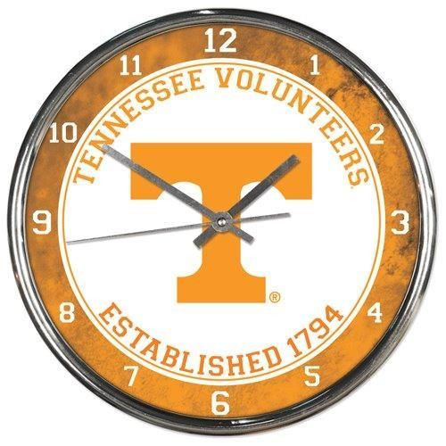 Tennessee Volunteers Clock Round Wall Style Chrome