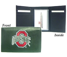 Picture of Ohio State Buckeyes Wallet Trifold Leather Embroidered