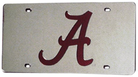 Picture of Alabama Crimson Tide License Plate Laser Cut Silver Script A