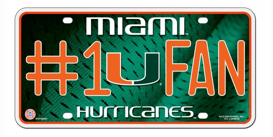 Picture of Miami Hurricanes License Plate #1 Fan