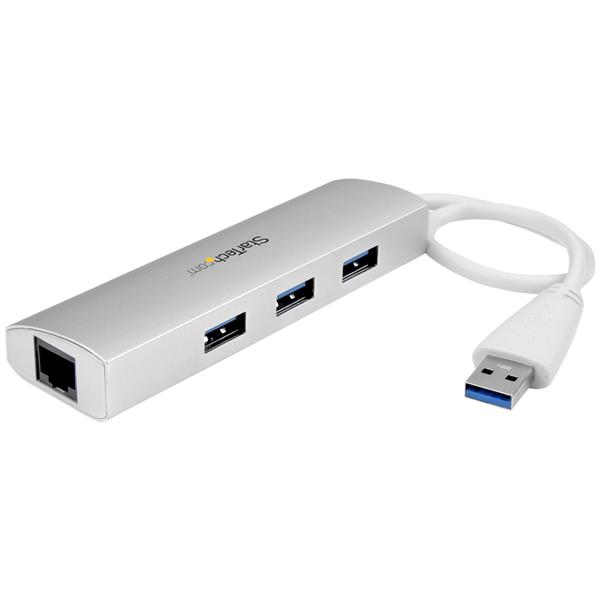 4-Port Portable USB 3.0 Hub with Built-in Cable