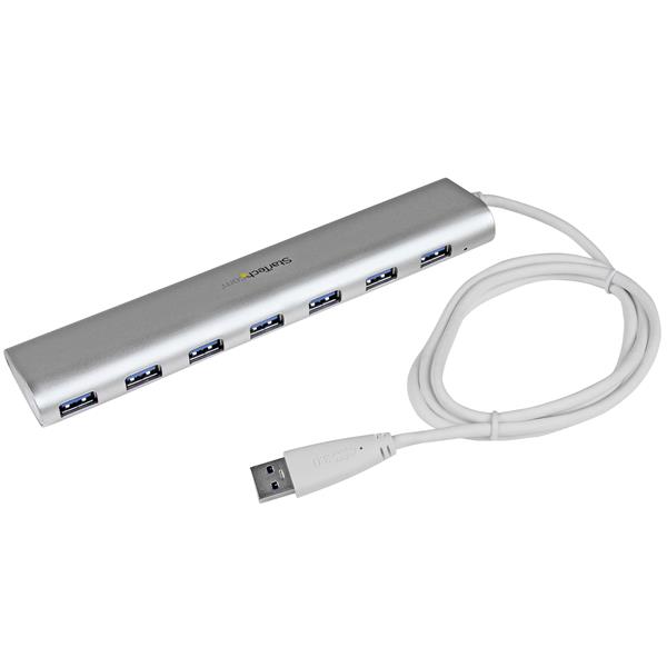 7-Port Compact USB 3.0 Hub With Built-In Cable