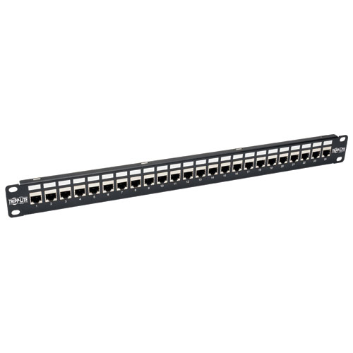 Tripp Lite Series 24-Port 1U Rack-Mount STP Shielded Cat6a Feedthrough Patch Panel, RJ45 Ethe