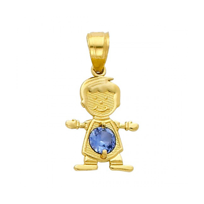Picture of Precious Stars Jewelry 14k Yellow Gold Round-cut Cubic Zirconia December Birthstone Boy/Son Pendant