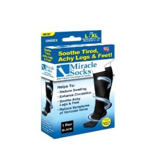 Anti-Fatigue Compression Stocking Socks, Black - Large