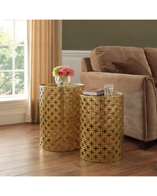 Picture of LinonHomeDecor AHW807AS1 Round Gold Nested Tables With Mirror Tops