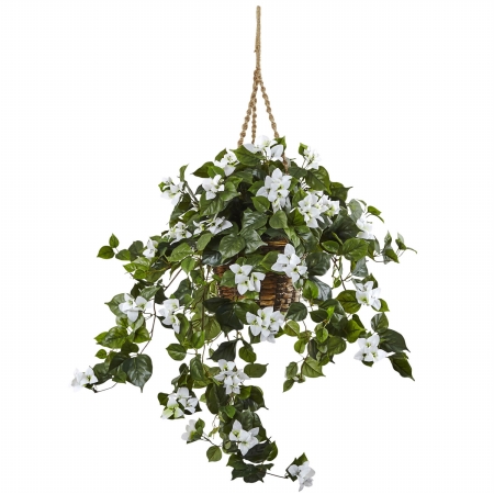 Picture of Nearly Natural 6868-WH Bougainvillea Hanging Basket - White