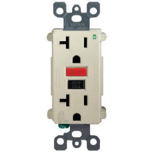 Mfg R11-Gfnt2-0Ri Outlet GFCI Self Test Red & Black Button, 15A - Ivory