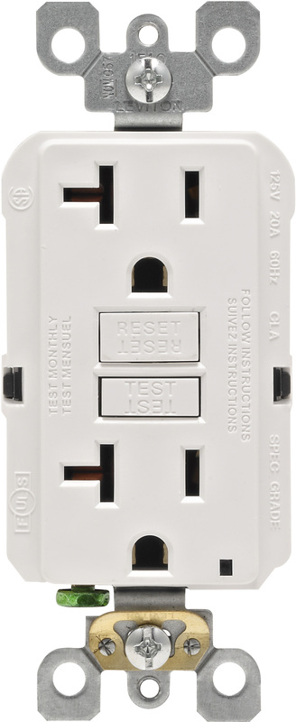 Mfg R02-GFNT2-0KW Self-Test GFCI Outlet, White - 20 A & 125 V