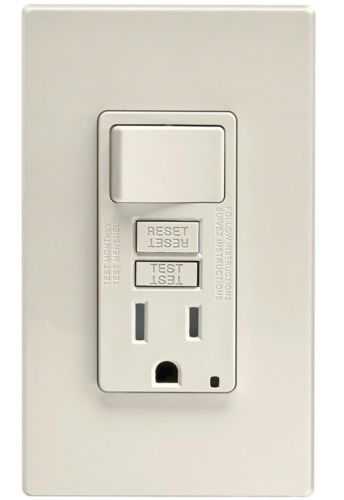 Leviton Mfg C26-GFSW1-00T Self-Test Tamper Resistant GFCI Switch & Outlet Combination With Wallplate- Light Almond