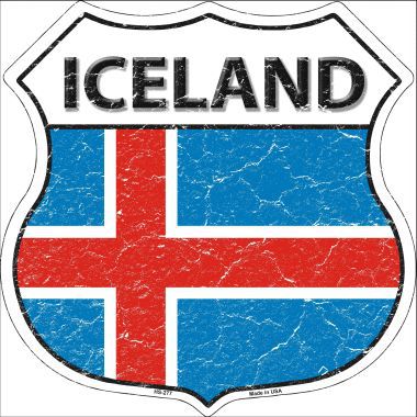 SMART BLONDE Iceland Flag Highway Shield Metal Sign HS-277