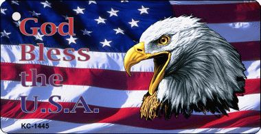 SMART BLONDE God Bless America Novelty Aluminum Key Chain KC-1445