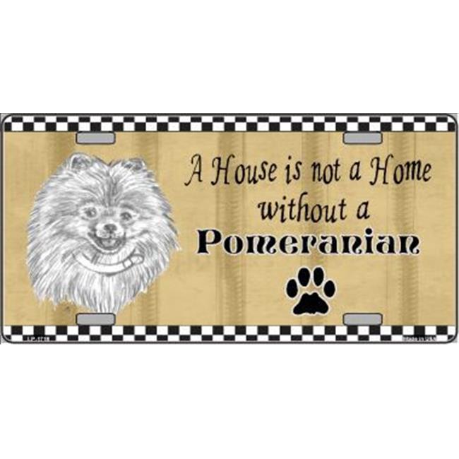 Smart Blonde LP-1716 Pencil Sketch Pomeranian Metal Dog Novelty License Plate